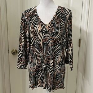 Russel Kemp Tan/Black Crinkle Tunic Sz 1X